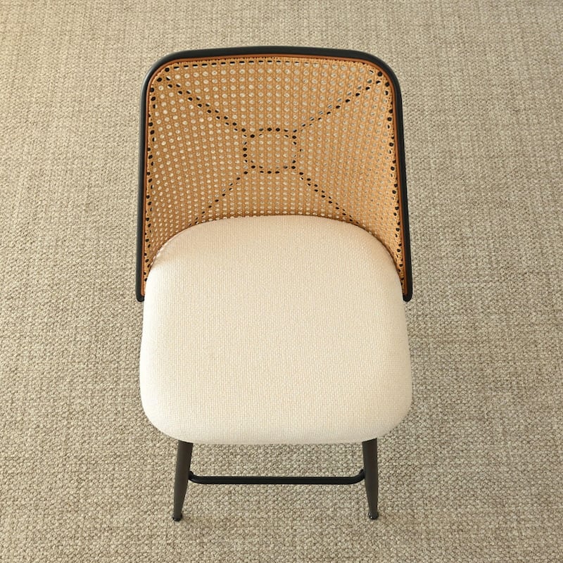 Upholstered 26.5" Rattan Counter Stool (Set of 2)