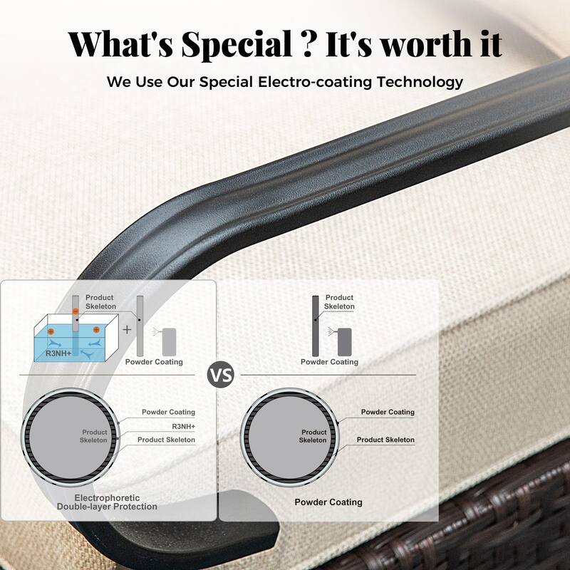 MAISON ARTS Patio Furniture Set with 56" Fire Pit Table, Deep Seating Sofa & Swivel, Rocking, and Fixed Chairs (5 Seats, Beige)