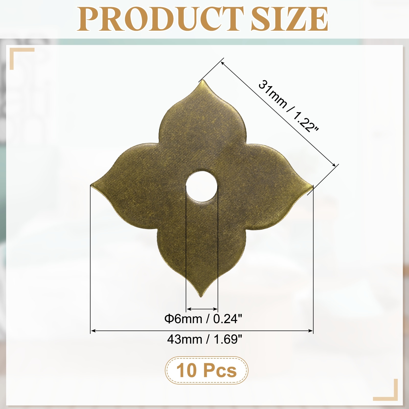 Cabinet Knob Backplate, Brass Backplate Washers Classical Furniture Decoration Gasket for Cabinet Drawer Cupboard Doors