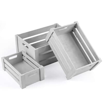 Set of 3 Wood Storage Containers Display Decorative