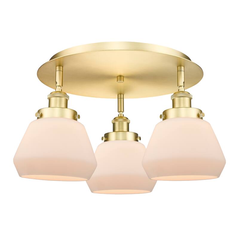 Innovations Lighting Fulton - 3 Light 18" Flush Mount - Satin Gold/Matte White