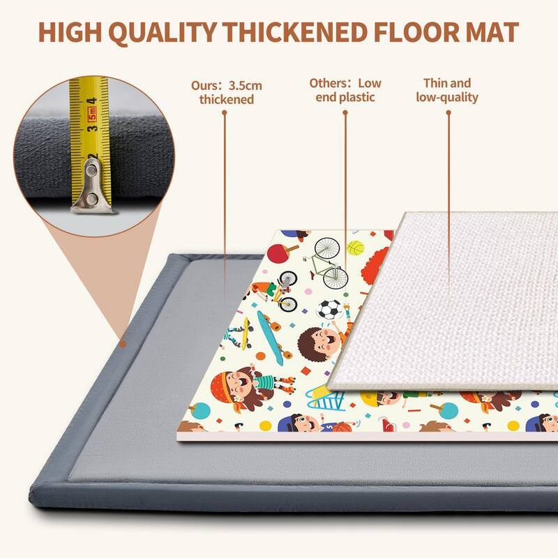 Baby Play Mat for Floor with 1.4in Thick Memory Foam for Any Playroom