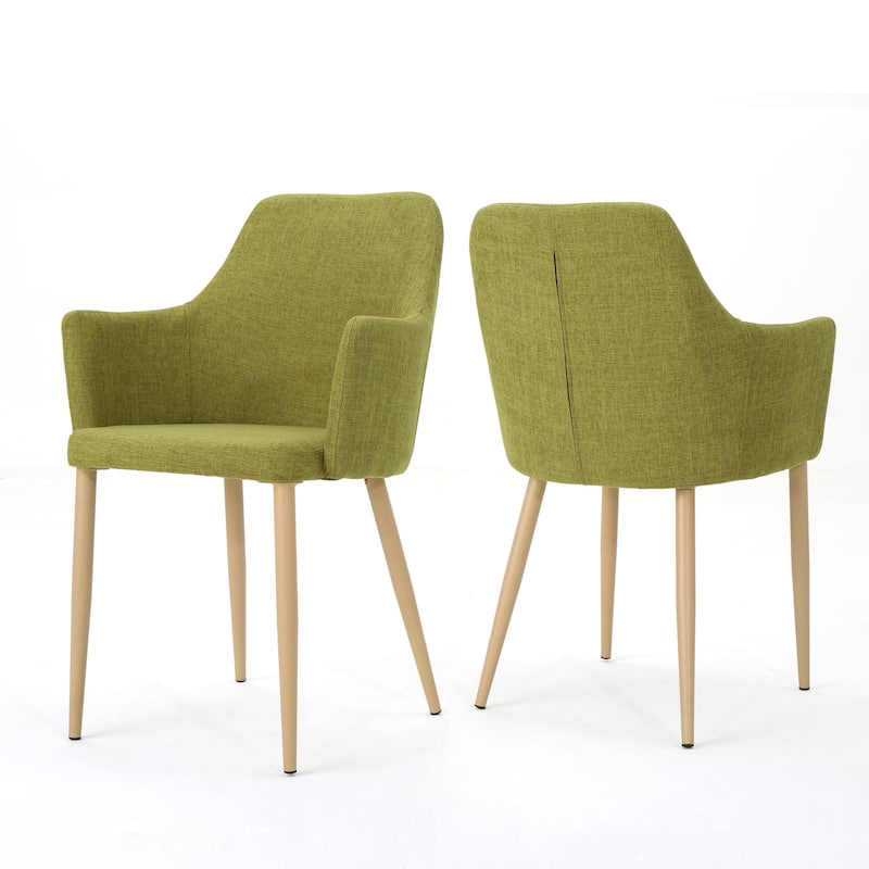 Fabric Upholstered Dining Chairs Green Armchairs Family Party Dining Chairs Set of 2 Vanity Chair Side Chair
