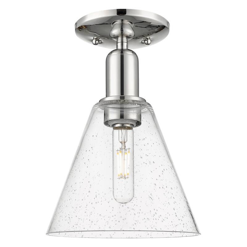 Innovations Lighting Endless Possibilities Arcadia - Berkshire Glass - 1 Light 8" Semi-Flush Mount - Polished Nickel/Seedy