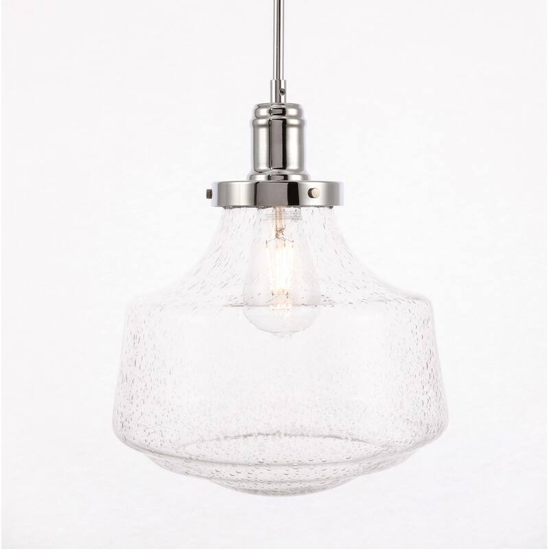 Klyli 11-inch 1-light Clear Seeded Glass Hanging Pendant