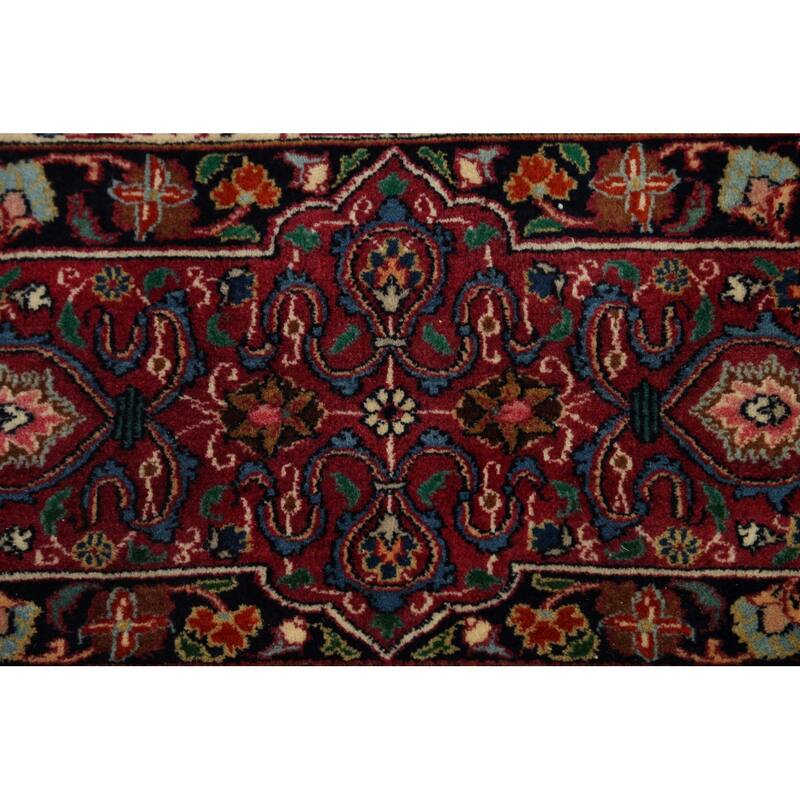 Hand Knotted Oriental 100% Wool Carpet Traditional Floral Navy Blue & Blues Mashad Area Rug - 15' 5'' X 11' 1''