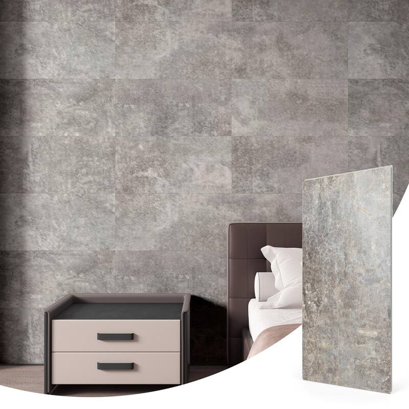 Art3d 10-sheet 24"x12" Interlock Wall Tiles Backsplash Tiles Cover 20 Sq.Ft. - Deep Gray Marble