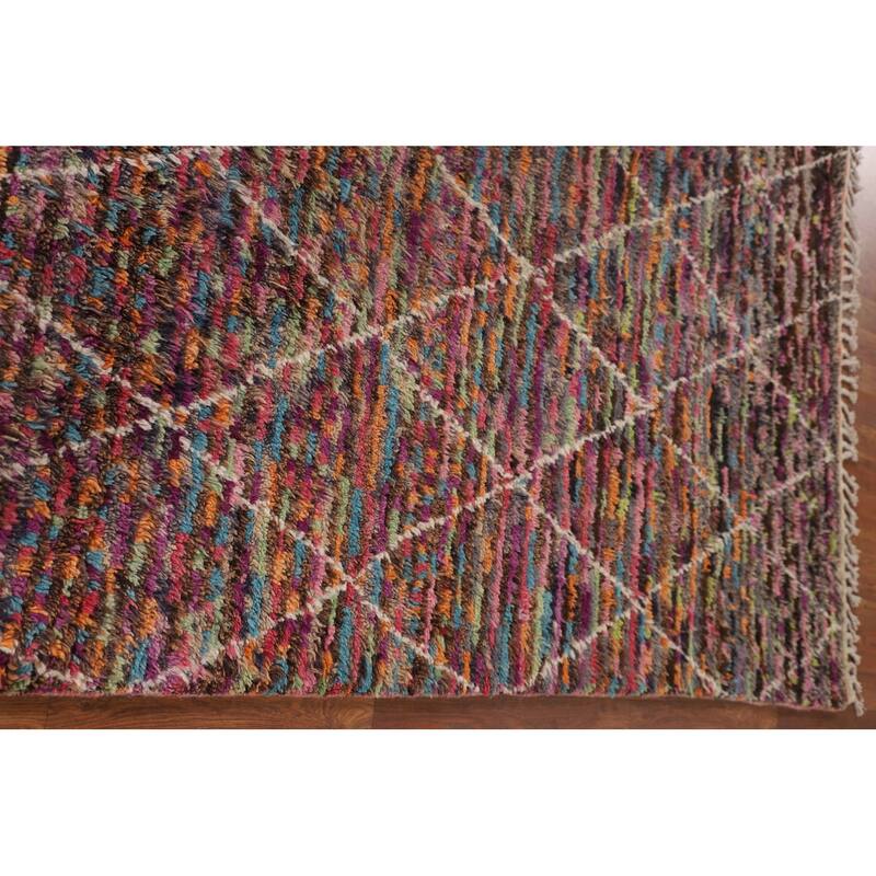 Trellis Moroccan Oriental Area Rug Hand-Knotted Wool Carpet - 6'0" x 9'8"