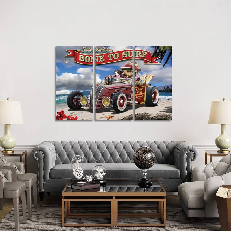 iCanvas "Bone To Surf" by Larry Grossman 3-Piece Canvas Wall Art Set - 40x60x1.5
