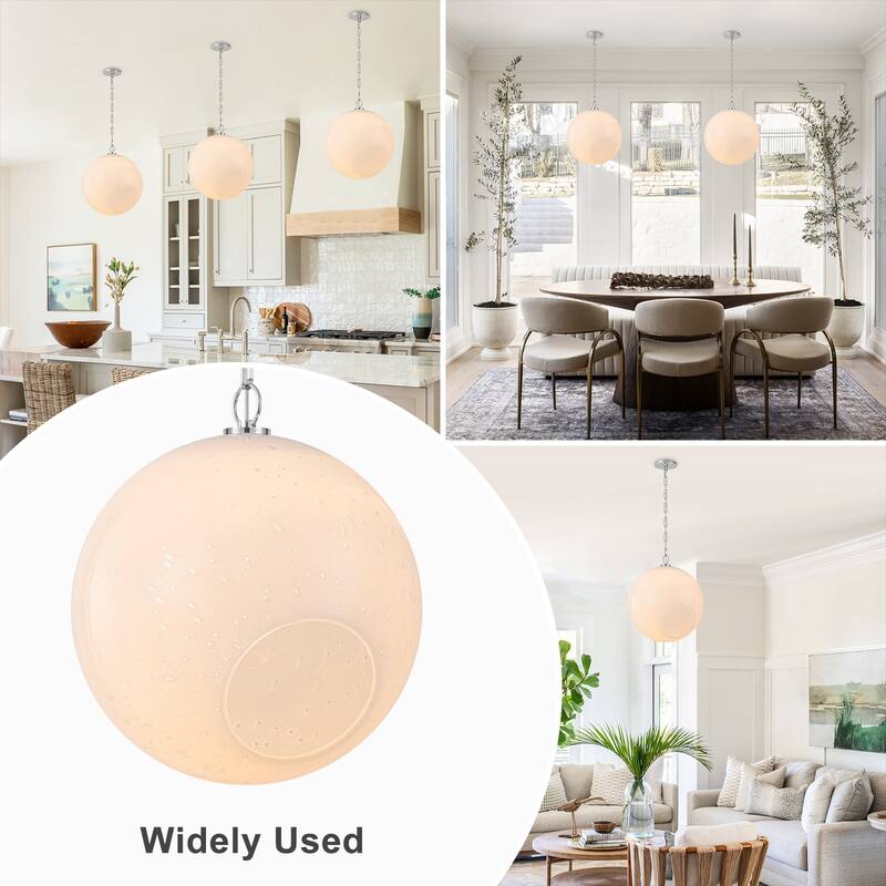 Modern White Bubble Glass Globe Pendant Light with Side Opening