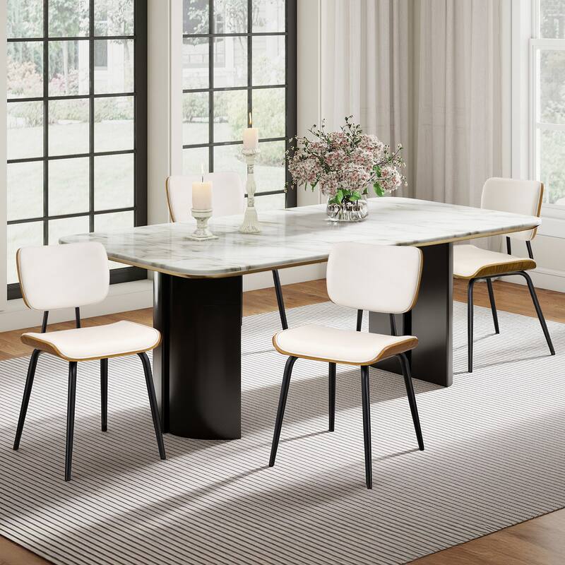 Faux Leather Upholstered Dining Chairs Set of 2/4 - 33.5"H x 19.3"W x 23"D