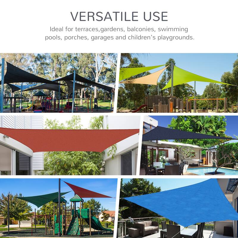 13'x20' Rectangle UV-Blocking Outdoor Shade Sail with D-Rings for Patio, Deck, Pool & Backyard