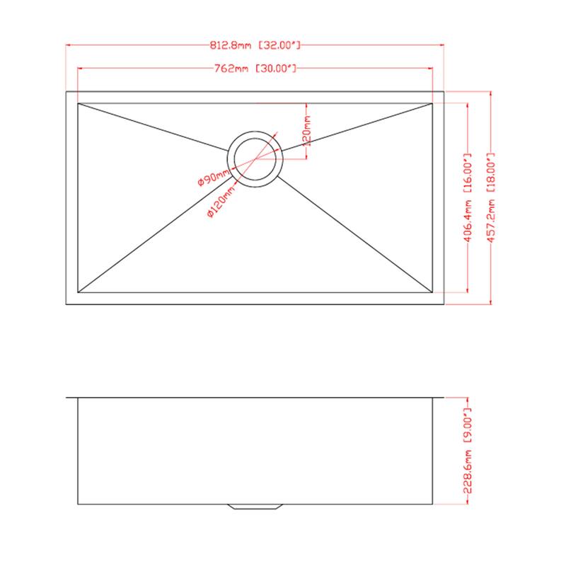 Undermount Kitchen Sink - 32"x18"x9" Stainless Steel 16 Gauge Deep Single Bowl Sinks