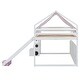 preview thumbnail 7 of 18, Pink Wooden House-shaped Loft Bed Kids Bed with Tent,Full size