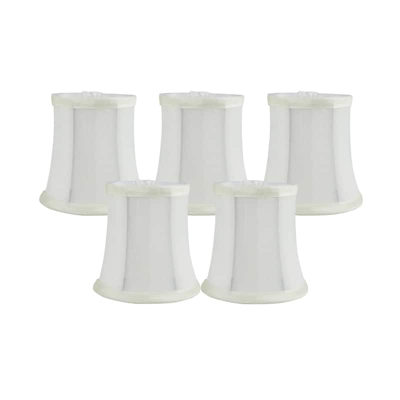 Meriville Chandelier Lamp Shades, 3-inch by 4.5-inch by 4.5-inch, Clip-on - Set of 5 - Eggshell