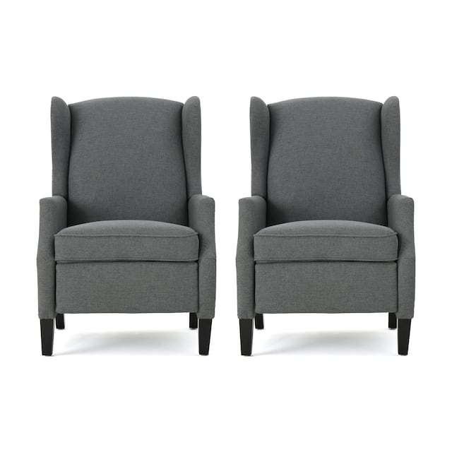 Wescott Contemporary Recliners (Set of 2) by Christopher Knight Home - Charcoal + Dark Brown