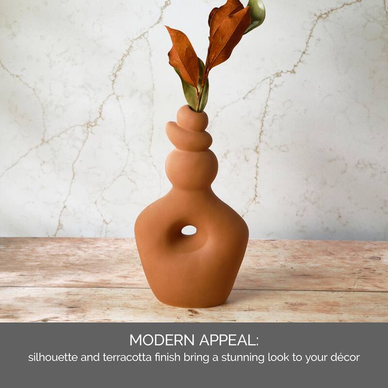 Elements Terracotta Twist Stoneware Vase, 13.5 Inch