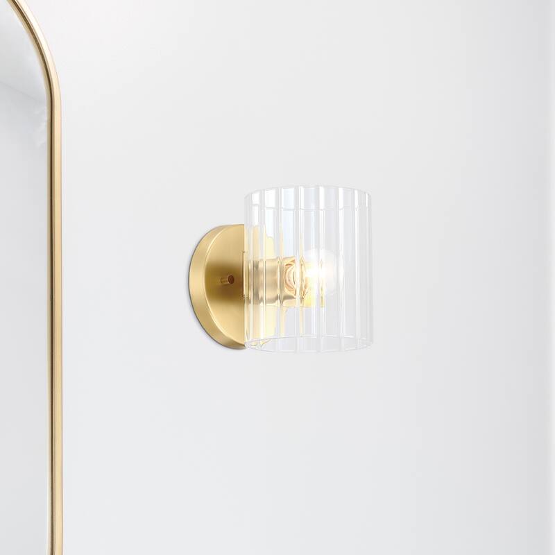 Aries 6 in. 1-Light Brushed Gold Transitional Wall Sconce Light