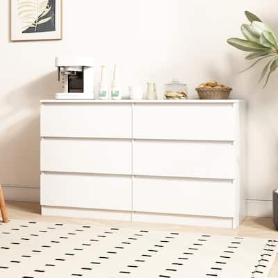 6-Drawer Double Dresser, Storage Cabinet with Handleless for Bedroom, Living Room