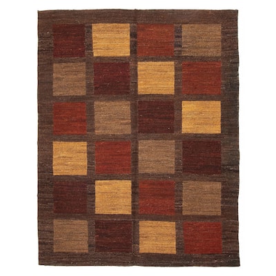 ECARPETGALLERY Flat-Weave Natural Taupe Wool Tapestry Kilim - 5'0 x 6'4