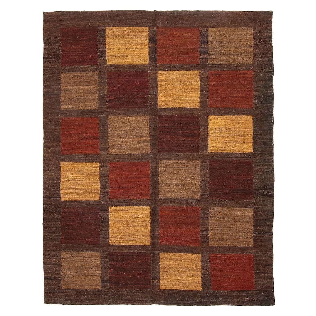 ECARPETGALLERY Flat-Weave Natural Taupe Wool Tapestry Kilim - 5'0 x 6'4