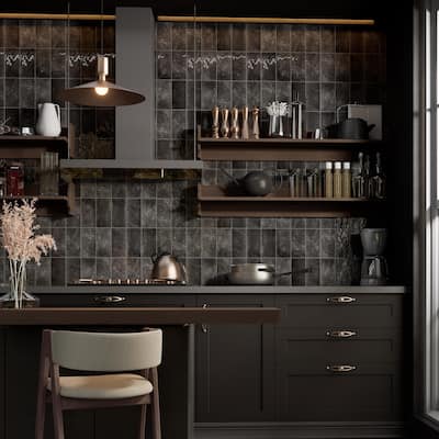 Merola Tile Camden Nero 4" x 8" Ceramic Wall Tile