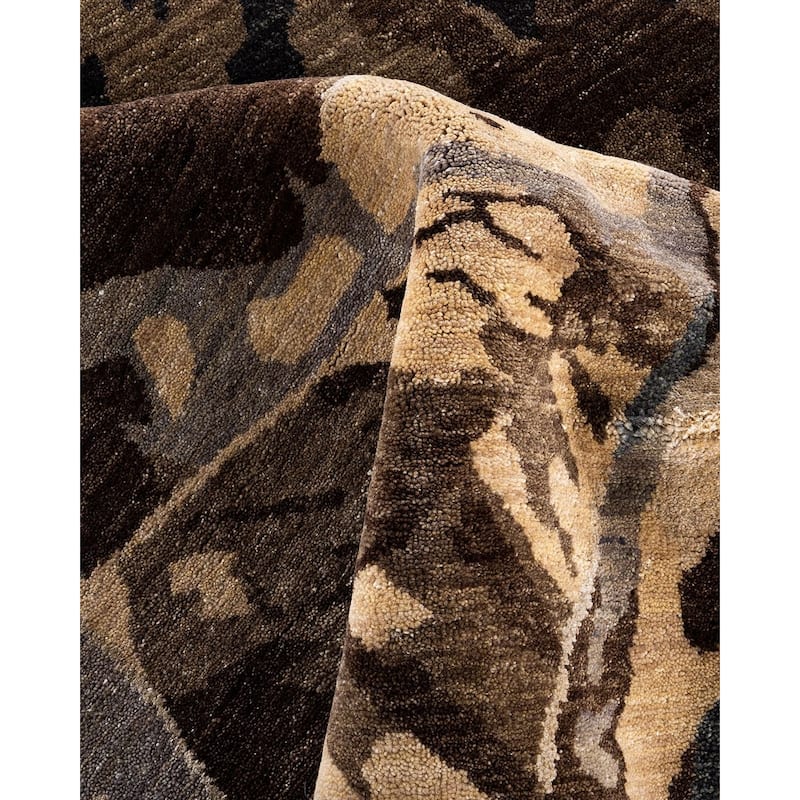 Ikat One-of-a-Kind Hand-Knotted Area Rug, Brown - 8' 1" x 10' 0"