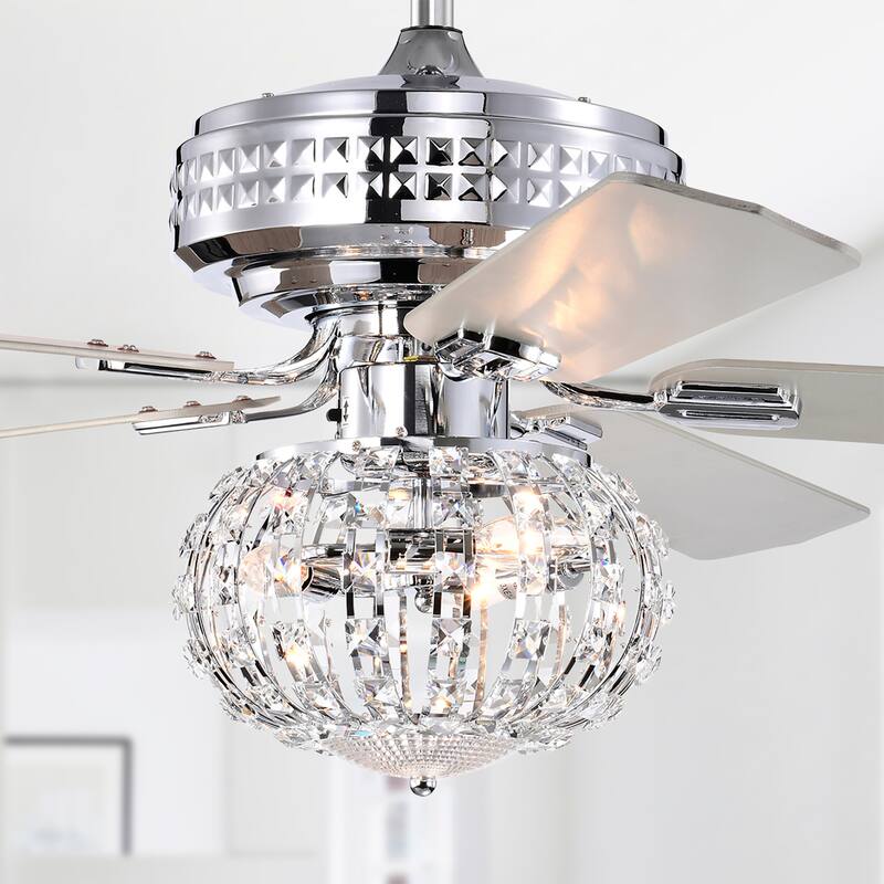 Ailani 52 Inch Chrome Polished Finish Crystal-Diamond Glam Style Ceiling Fan with Remote