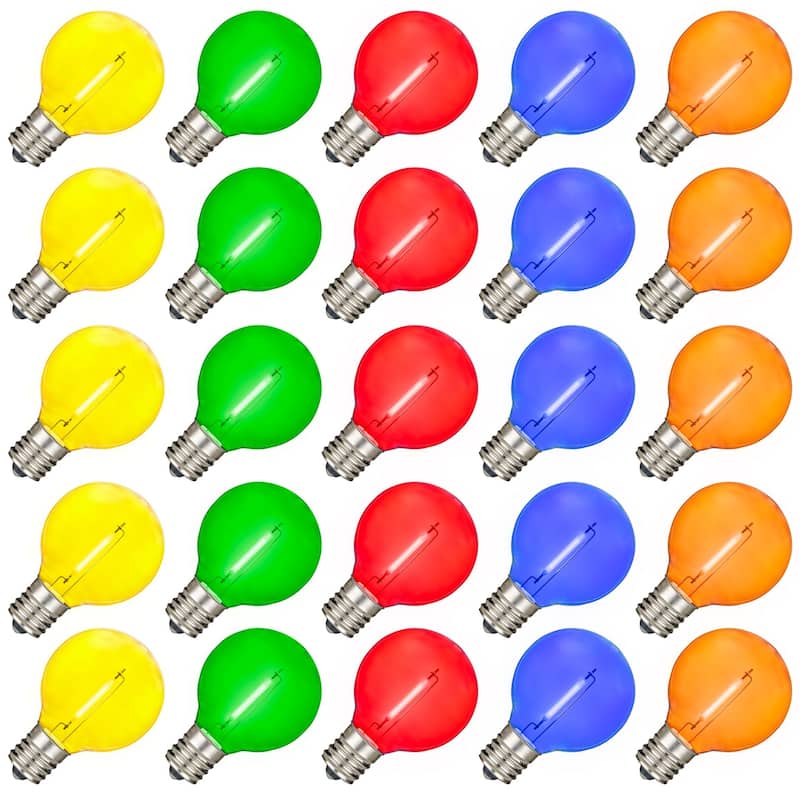 25 Pack LED G40 Plastic Filament Outdoor Globe Replacement Bulbs, Warm White - Multi
