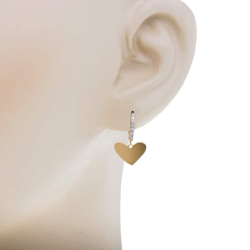 Kendra Scott Ari 14K Yellow Gold White Diamond Huggie Earrings - 0.4" x 0.48"