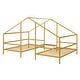 preview thumbnail 17 of 16, Metal Double Twin House Beds with Built-in Table, White