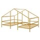 preview thumbnail 17 of 16, Metal Double Twin Size Triangular House Beds with Built-in Table, White, Modern Design