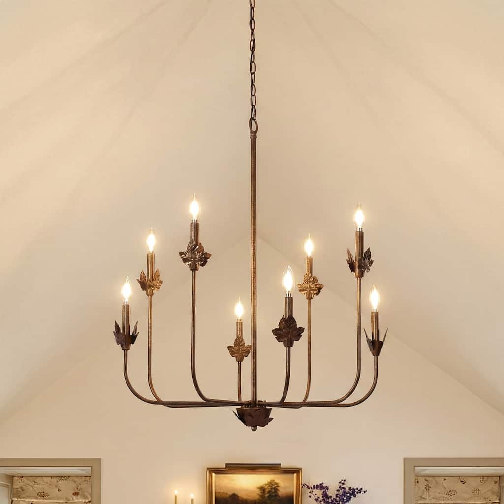 8-Light Rustic Industrial Chandelier with Adjustable 60'' Chain