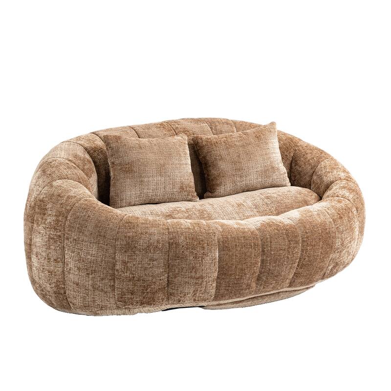 HOMEFUN Chenille Upholstered Durable Comfort Lounger High Back Bean Bag Loveseat Sofa