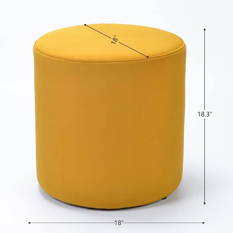 KINWELL Round Upholstered Pouf Ottoman Footrest