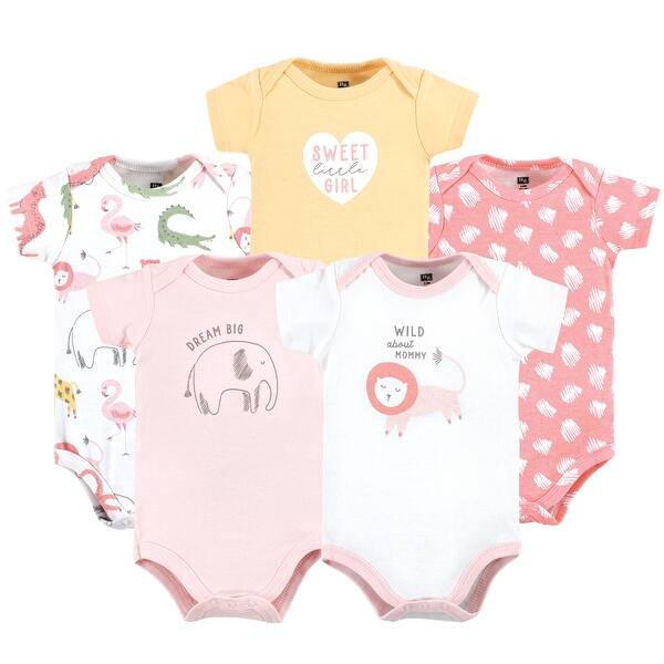 slide 1 of 1, Hudson Baby Infant Girl Cotton Bodysuits, Sweet Safari 0-3 Months - Sweet Safari
