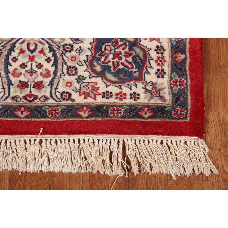 Floral Red Kashan Indian Area Rug Handmade Wool Carpet - 6'1"x 9'4"