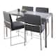 Option Grey Faux Leather/Clear Glass Top