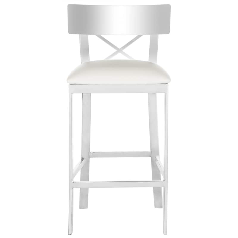 SAFAVIEH Peggie 35-inch Stainless Steel Cross Back Black Counter Stool - 17.5" x 18.5" x 35" - 18Wx19Dx35H