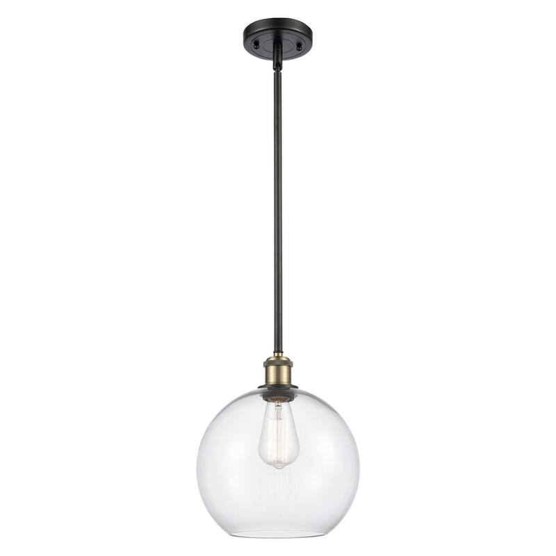 Innovations Lighting Large Athens 10" Wide Mini Pendant - Black Antique Brass / Clear