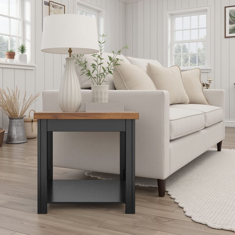 Bridgevine Home Modern Farmhouse 24 inch Side Table, No Assembly Required, Two-Tone Finish