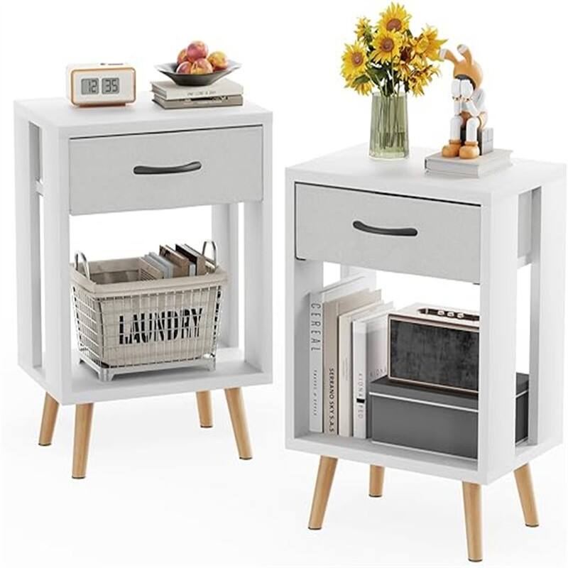 Nightstands Set of 2 with Fabric Storage Drawer
