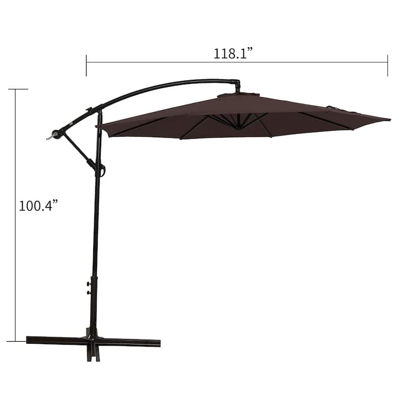 10ft Outdoor Patio Hanging Cantilever Umbrella