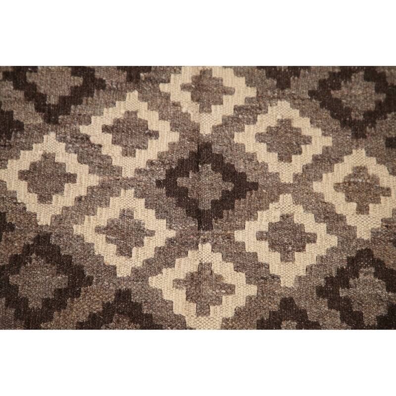 Brown Kilim Accent Rug Hand-Woven Reversible Oriental Wool Carpet - 3'3"x 5'2"