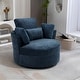 preview thumbnail 69 of 198, 41" W Oversized Accent Barrel Swivel Chair with Moon Storage Ottoman Single Chair - Navy Chenille/Corduroy Pillows