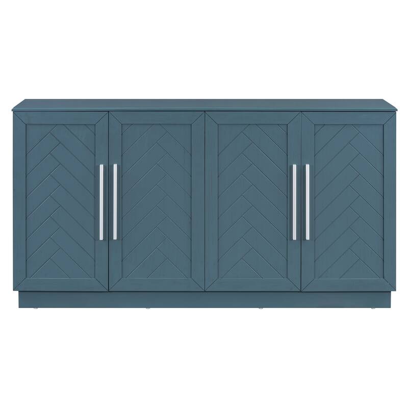 Sideboard with 4 Doors Large Storage Space Buffet Cabinet with Adjustable Shelves and Silver Handles for Kitchen, Dining Room