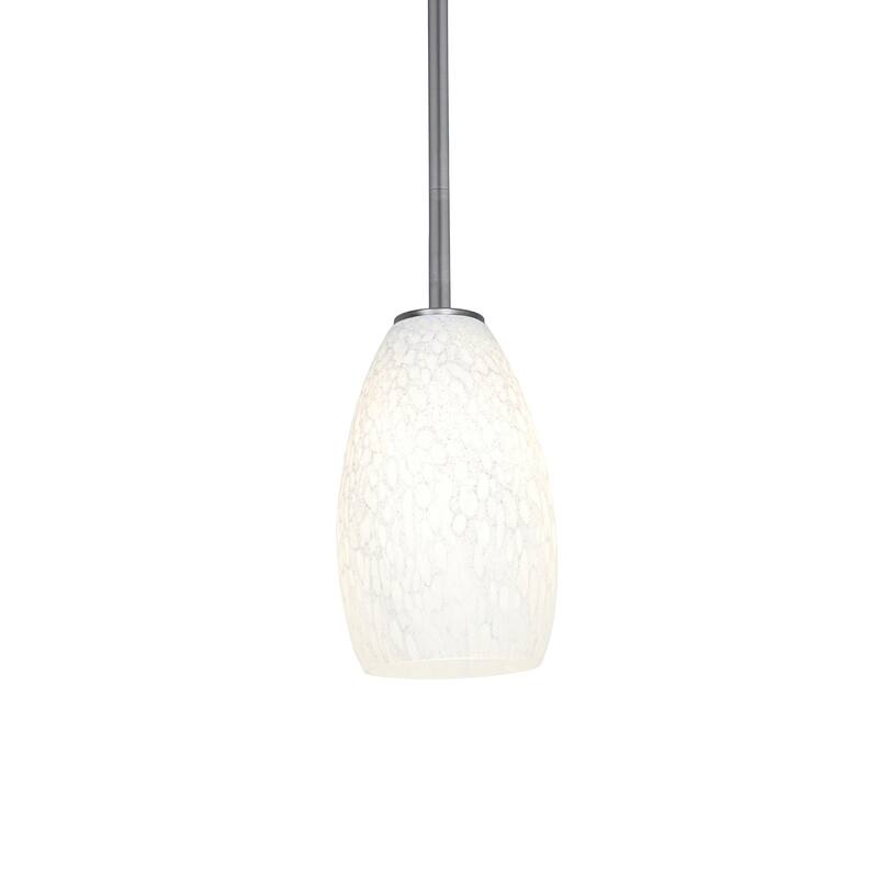 Access Lighting Janine 1 Light Brushed Steel Downrod Pendant - Brushed Steel / White Stone