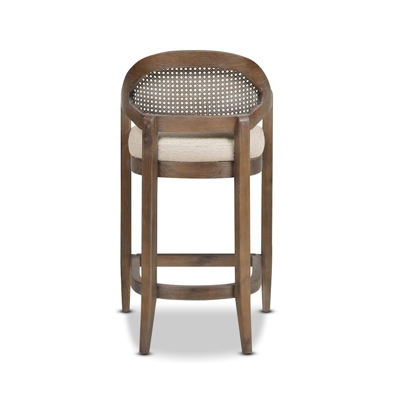 Americana Mid-Century Modern Rattan Cane Back Counter and Bar Stool
