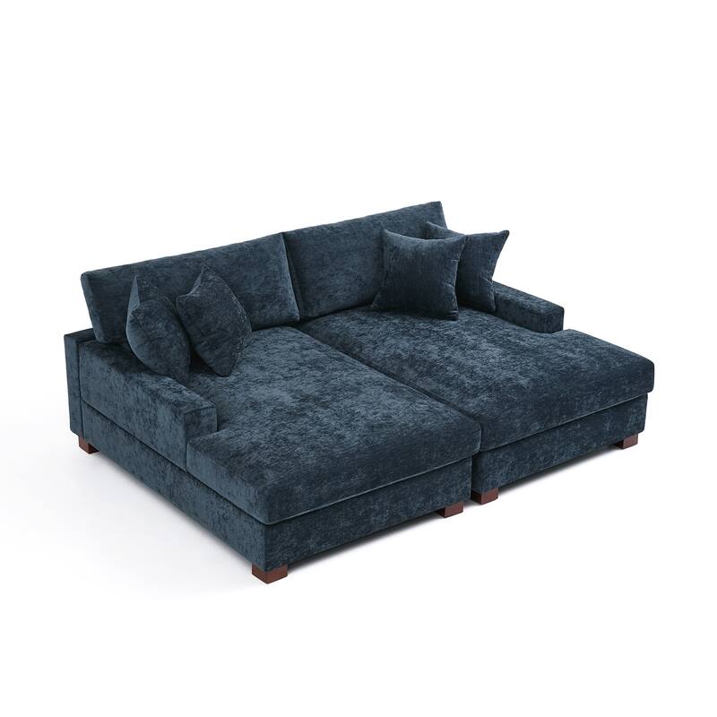 Modern Upholstered Chenille Modular Sectional Sofa with 2 Chaise