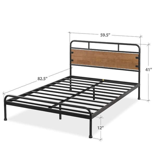 Priage By Zinus Brown Metal And Wood Platform Bed Frame On Sale Overstock 23507510